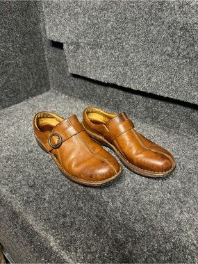 Born chunky leather slip on mules whimsygoth fairy cottagecore chestnut brown